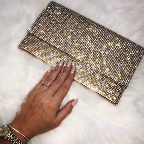 rose gold large clutch bag